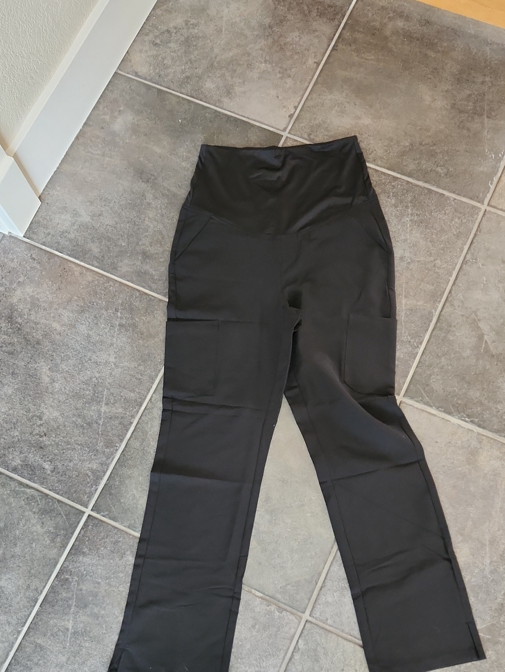 Mandala Black Straight-Leg High-Waist Women's Maternity Pants